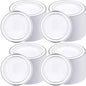 Sieral 200 Pieces Disposable Plates Plastic Party Plates with Rim Hard Plastic Appetizer Salad Dessert 7.5 Inch Elegant Heavy Duty Tableware for Dinner Wedding Party Supplies(Silver Rim)