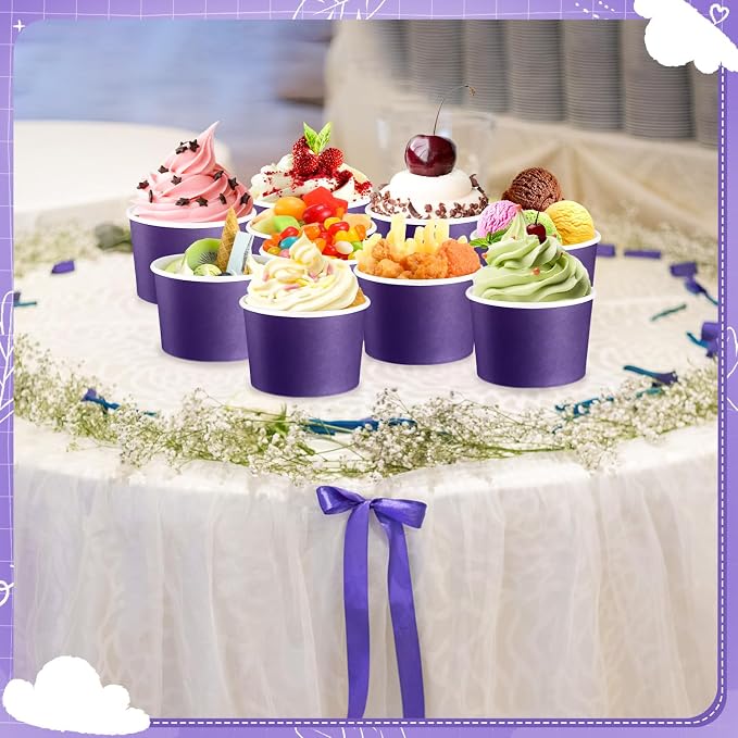 Jingmore Paper Ice Cream Cups 9oz Colored Disposable Dessert Bowls - Image 4