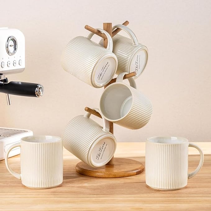 theterra Ceramic Coffee Mugs Set of 4, 14.2 oz Coffee Cups - Image 7