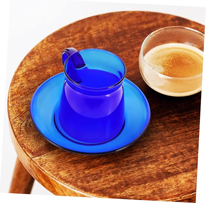 Mikinona Chic Heat-resistant Glass Tea Cup and Saucer Set Retro Colorful Design - Image 8