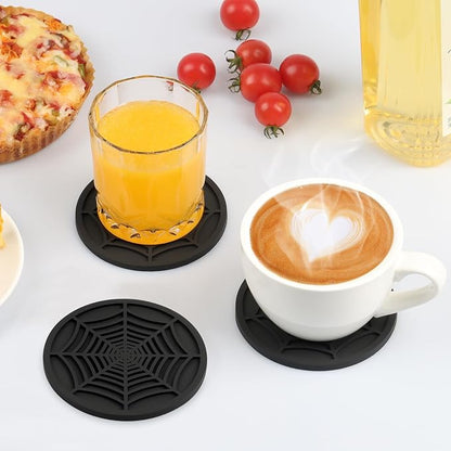 2 Pack Silicone Coasters for Drinks-Black Spider Shape Coaster - Image 4