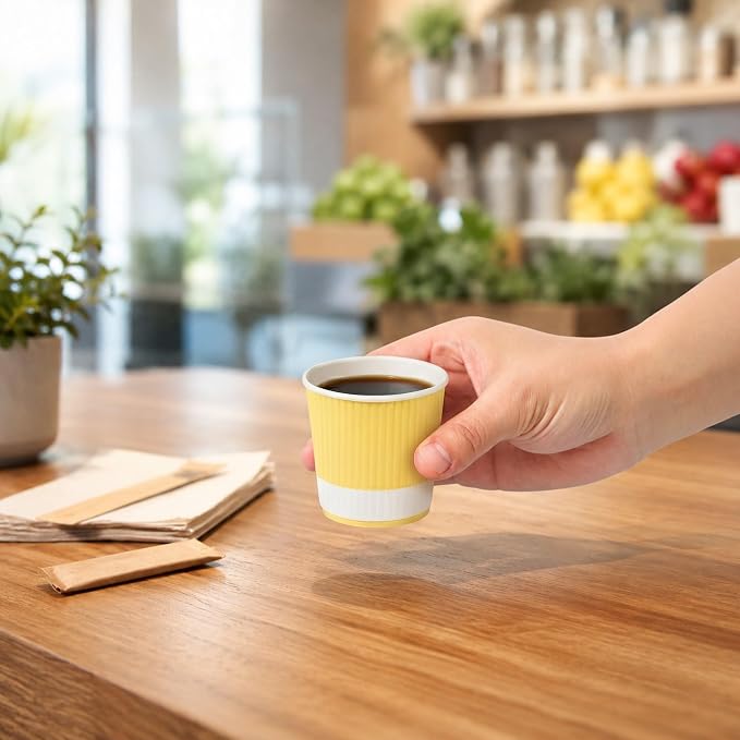4 oz Light Yellow Paper Coffee Cup - Image 5
