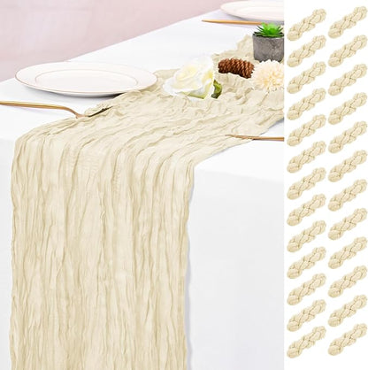 25 Pack Ivory Table Runner 17 x 108inch Cheesecloth Table Runner Boho Gauze by Lumaycens