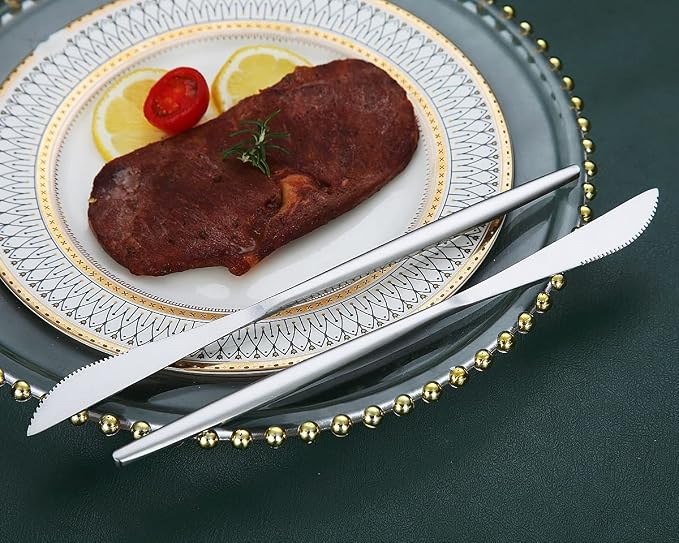 HOMQUEN Dinner Knives 6 Piece, Stainless Steel Matt Silver Dinner Knife - Image 4