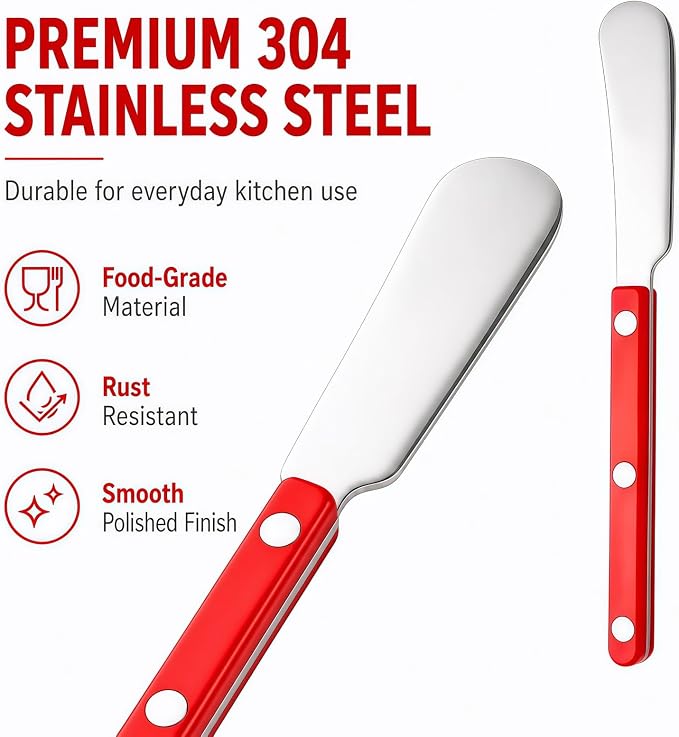 4PCS Stainless Steel Butter Knives Set: 6.3 Inch Cheese Spreader 304 Stainless - Image 6