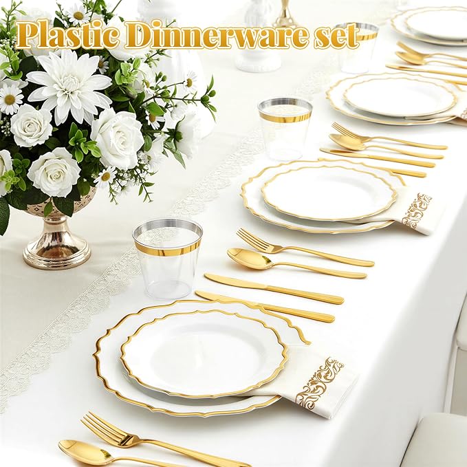 Glowserve 175 Piece Disposable Plastic Plates Dinnerware Set - Image 3