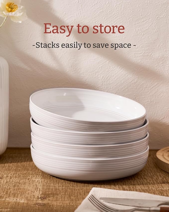 famiware Milkyway 33 oz Pasta Bowls Set of 4, Scratch-Resistant Stoneware Salad - Image 3