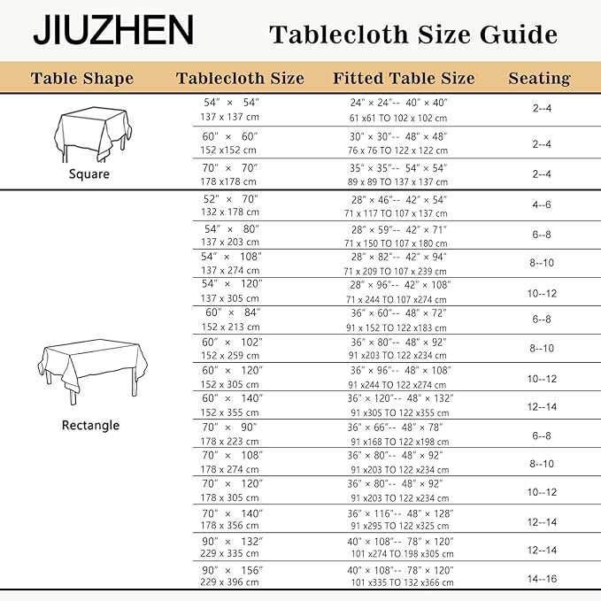 JIUZHEN Faux Linen Farmhouse Tablecloth Rectangular, Wrinkle Stain Resistant Table Cloth Rectangle Table Cover for Kitchen Dining, Holiday Party Dinner, Beige, 60 x 84 Inch
