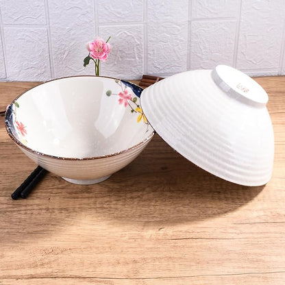 Japanese-Style Ceramic Ramen Bowl Set Set of 2, 8.2 Inch Porcelain Noodle Bowls - Image 2
