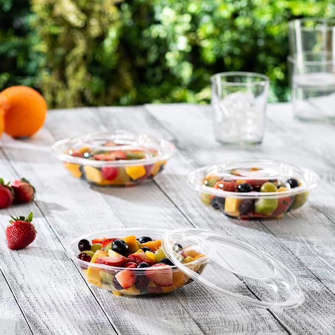 GUSTO [18 oz. - 50 Count Clear Plastic Salad Bowls - Perfect - Image 5