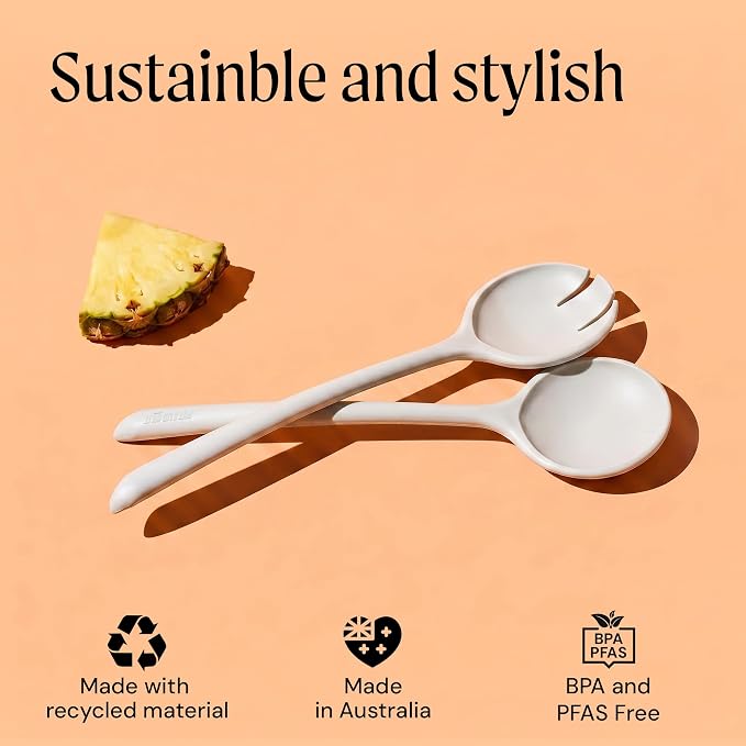 Salad Servers - Spoon and Fork Serving Set, Certified Recycled Food-Safe Plastic - Image 7
