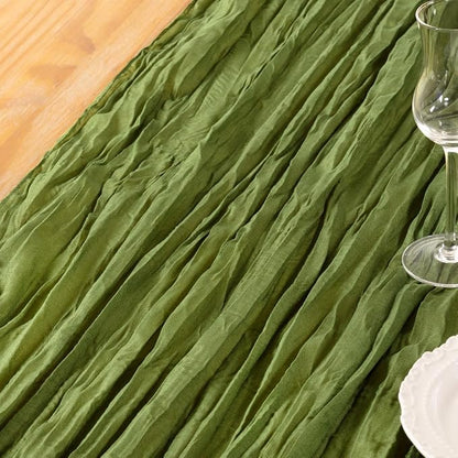DeZerlor Olive Green Cheesecloth Table Runners 2 Pack Fall Runners | 120Inch - Image 5