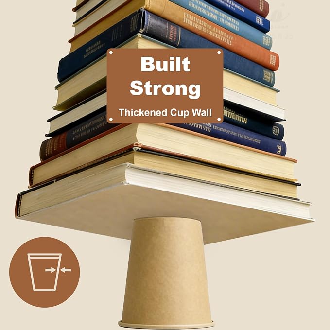 8 oz 100 Pack Disposable Coffee Cups, Bulk Brown Disposable Paper Cups - Image 5