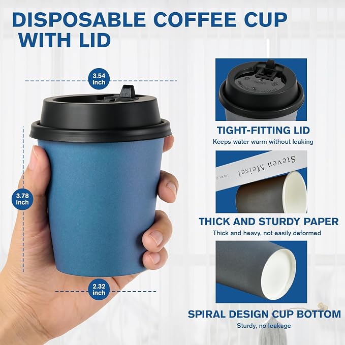 LITOPAK 100 Pack 10 oz Disposable Paper Coffee Cups - Image 2