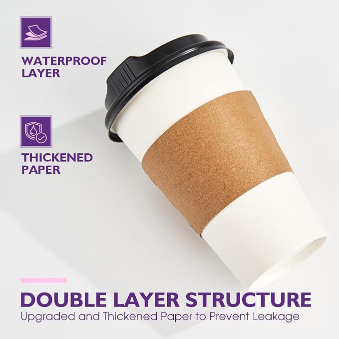 16 oz 100 Pack Disposable Coffee Cups - Image 6