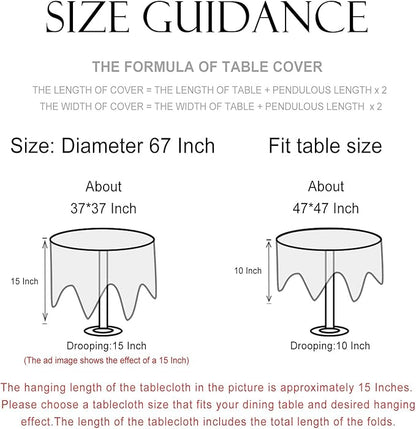 patdrea Designer Blue Tablecloth for Round Table,Vintage Linen with Leaves and Floral Pattern Tablecloths,Farmhouse Decor Cover for Kitchen Dining Christmas,Thanksgiving,Diameter 67"-Ivar a