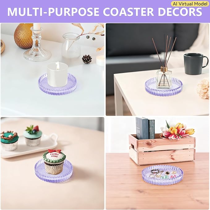 VIBRATITE 4 Inch Glass Coasters Set of 4, Crystal-Like Appearance - Image 6