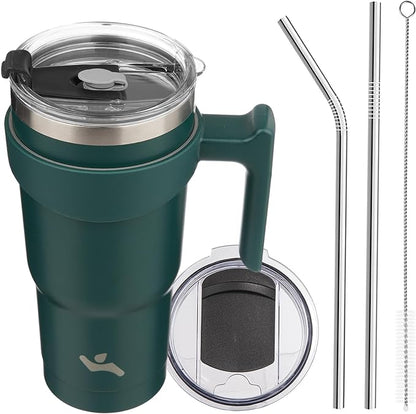 Konokyo 20 oz Tumbler with Handle and Straw, Insulated Travel Mug | Lavender; by Konokyo