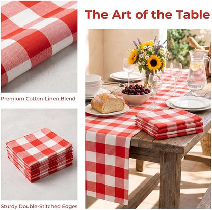 ShinyBeauty Red and White Checkered Table Runner 108 Inches Long, 4 Packs | - Image 4