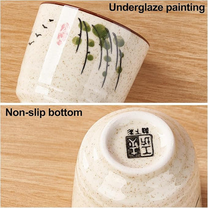 Japanese Tea Cups Set, 6 OZ Small Ceramic Teacups, Mate Mug | Set of 4 Unique - Image 4