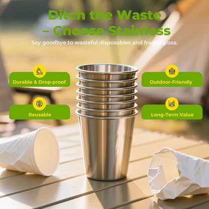 12oz Stainless Steel Pint Cups, Stackable Metal Drinking Glasses | Stainless - Image 5