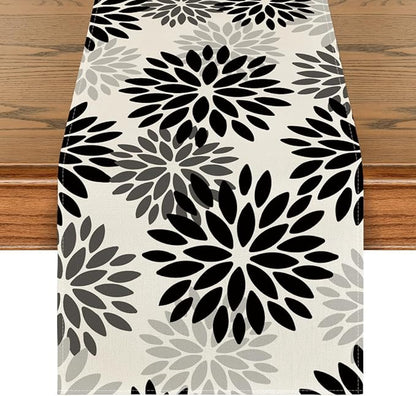 Artoid Mode Black Dahlia Floral Pinnata Halloween Table Runner, Fall Autumn by ArtoidMode