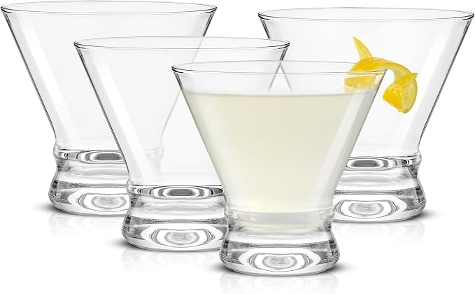 JoyJolt Afina Stemless Martini Glasses Set of 4, 8.5oz Liquor Drinking Glasses by JoyJolt