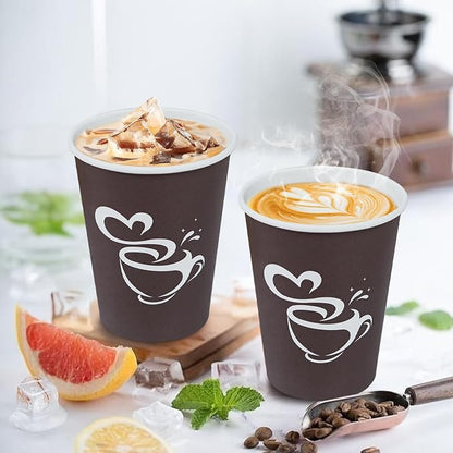 Clawsoff 100 Count 12 oz Coffee Cups Disposable Paper Hot Coffee Cups Brown | - Image 4