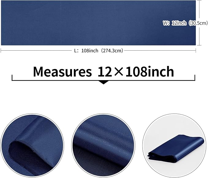4-Pack Navy Blue Satin Table Runner 12 x 108 Inch Long Bright and Smooth Silk - Image 3