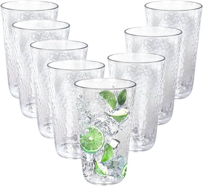 fulong 16 oz Plastic Highball Drinking Glasses, Unbreakable Plastic Cups by fulong
