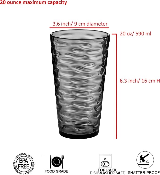 14-ounce and 20-ounce Plastic Tumblers, Acrylic Drinking Glasses, Shatter-Proof - Image 3