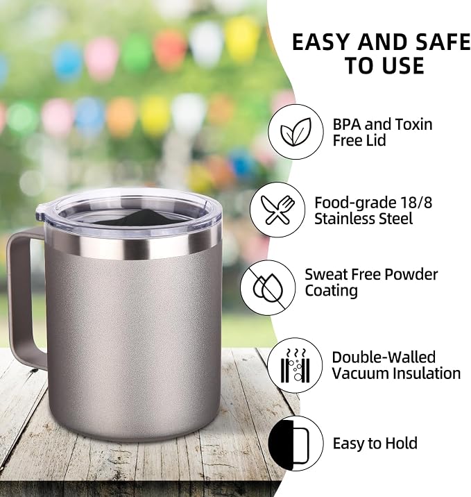 Volhoply 14oz Insulated Stainless Steel Coffee Mug - Image 4