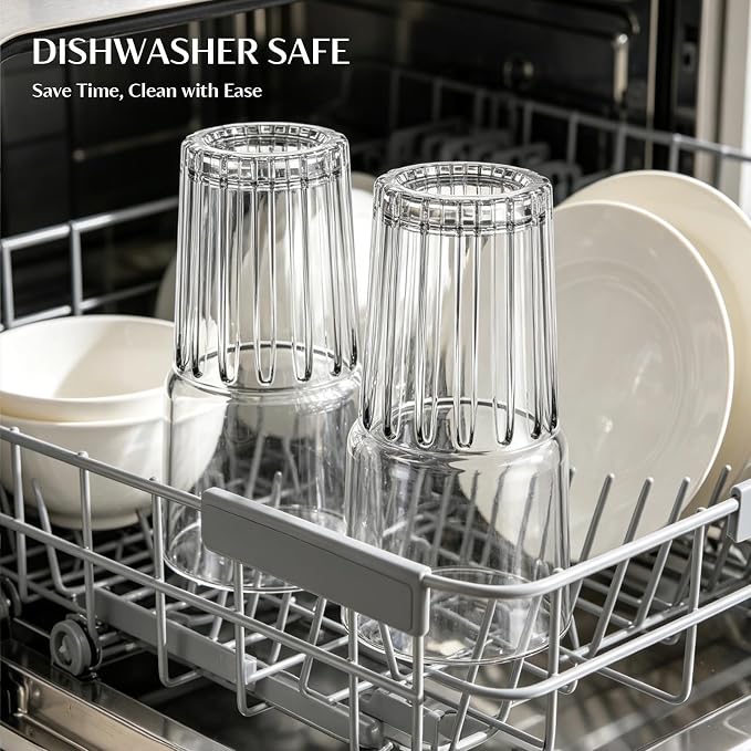 INSETLAN 20oz Clear Glass Cups & Tumbler Set - Image 7