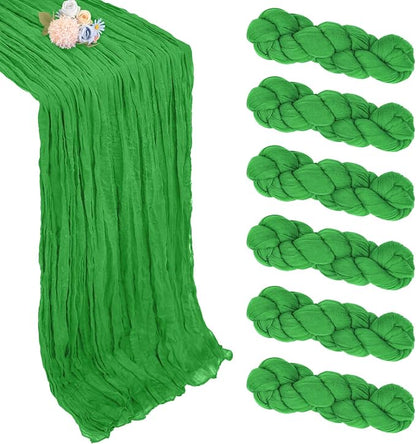 6 Pack Green Cheesecloth Table Runner 35 x 120 Inch | Boho Gauze Cheese Cloth by Pepmily