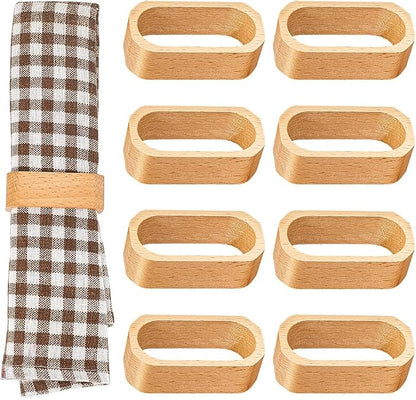 Wooden Napkin Rings Set of 8 for Wedding Party Dinning Table Decor Cloth Napkin - Image 5