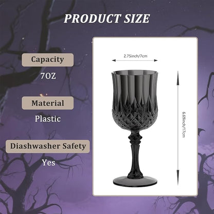 7OZ Plastic Wine Glasses, Reusable Vintage Goblets Unbreakable Drinking Glasses - Image 2