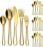 Gold Silverware Hollow 20 Piece Flatware Set by A%C2%B7HOUSEWARE
