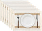 Boho Placemats Set of 8, 12x18 Inch Natural Cotton Burlap and Kitchen Woven by Niviy