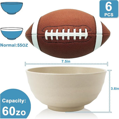 Wheat Straw Bowls Sets of 6, 60oz Large Plastic Bowl Reusable, Unbreakable - Image 2