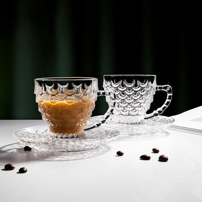 Glass Tea Cups and Saucers Set of 6 - Image 3