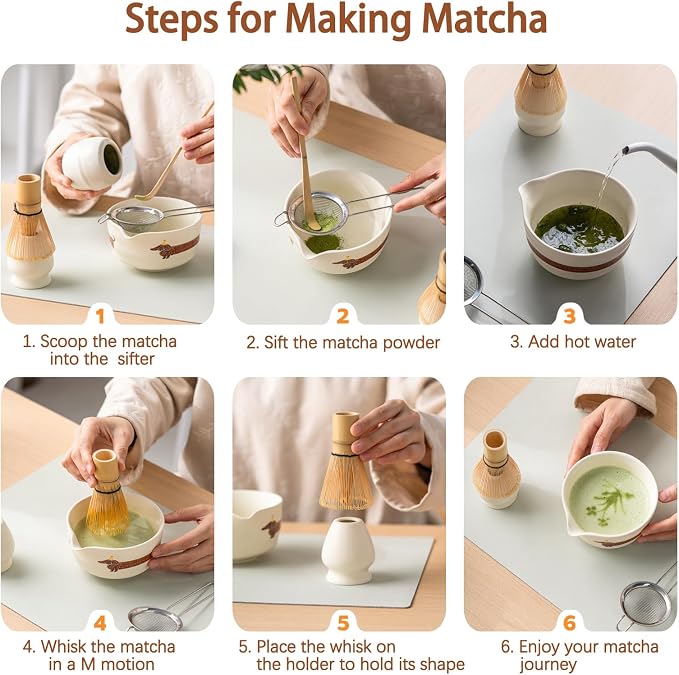 Matcha Set with Dog Pattern, 17 OZ Matcha Bowl, Matcha Kit - Image 7