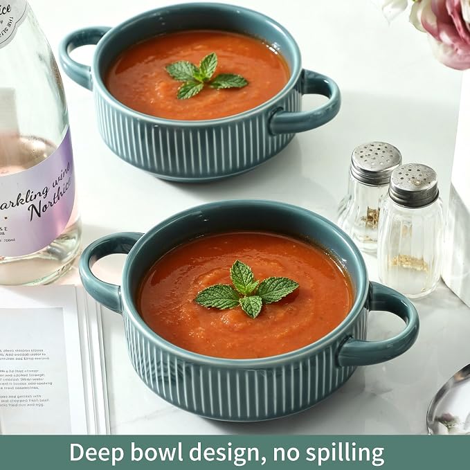 Soup Bowls with Handles, 23 oz French Onion Soup Crocks, Stackable Soup Bowl - Image 6