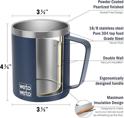 WETOWETO 14 oz Coffee Mug, Vacuum Insulated Camping Mug - Image 2
