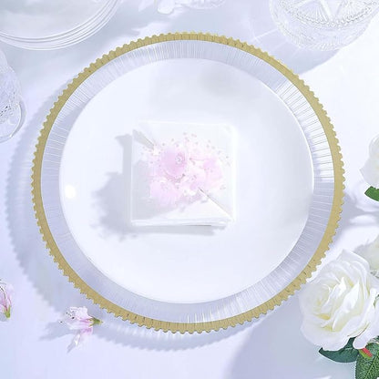 Efavormart 6 Pack | 13" Round Starburst Pattern Clear Plastic Charger Plates - Image 6