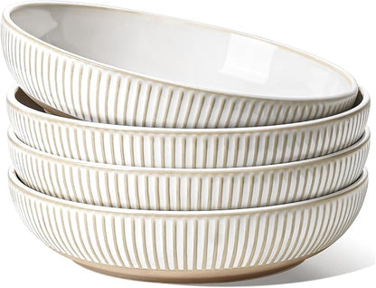 LE TAUCI Pasta Bowls 46oz, Large Salad Bowl, Ceramic Embossment Stoneware by LETAUCI
