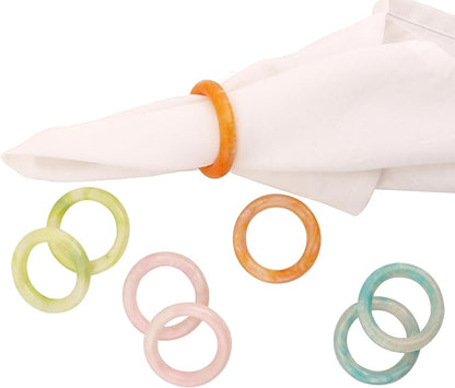 CLEENTABLE Napkin Rings Set of 12 - Epoxy Resin Napkin Holder Cuffs for Dinner Table Décor - Farmhouse Modern Serviette Rings for Weddings, Parties, Receptions, Banquets, Daily Use (Pastel)