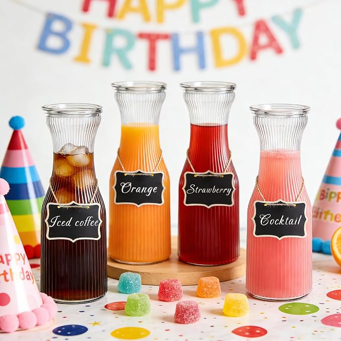 1 Liter Ribbed Glass Carafe - Image 2