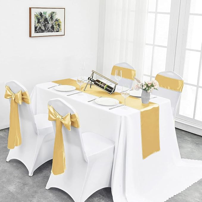 15-Pack Light Gold Satin Table Runner 12 x 108 Inch Long Fuchsia Bright and - Image 4