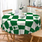 Laeacco 48 Inch Geometric Round Tablecloth Green White Plaid Square Flower Modern Abstract Art Print Table Cloth Washable Waterproof Wrinkle Free Table Cover for Kitchen Dining Picnic Party Decor