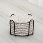 8 Pcs Drink Coasters with Holder, Handwoven Cotton Coasters Set Stackable Absorbent Minimalist Home Decor for Table, Cup, Mug (Beige)